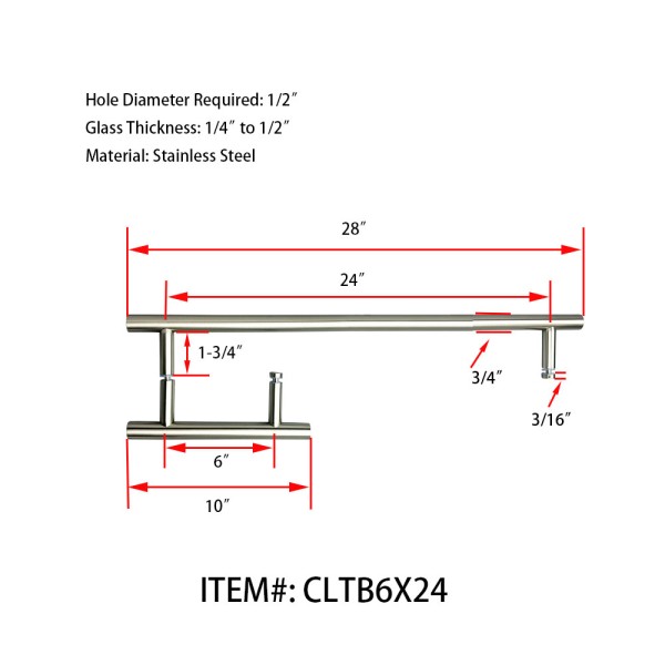 CLTB6X24. Ladder Style, 6" Pull Handle with 24" Towel Bar, Pull handle Towel Bar Combination Sets